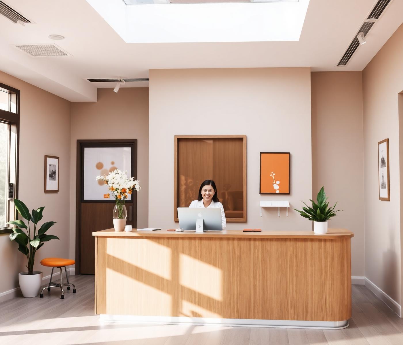 Friendly dental practice front desk